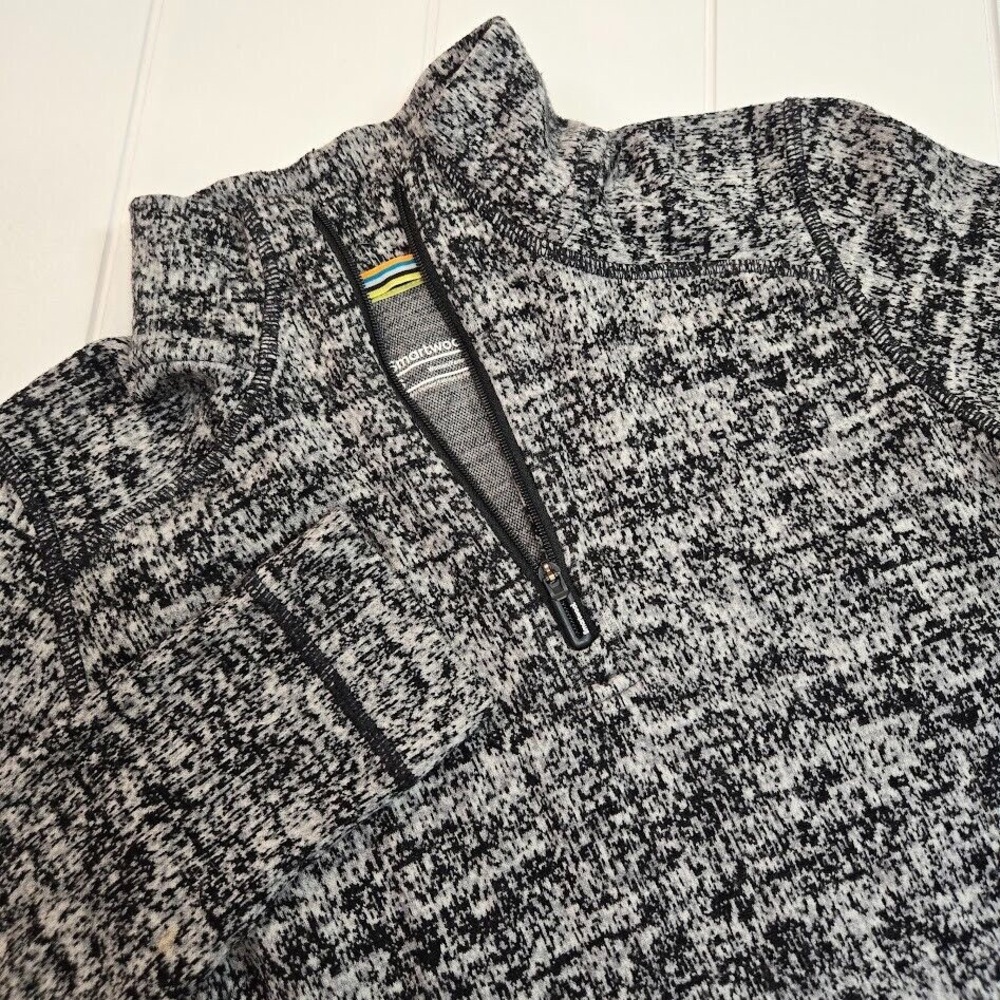 Smartwool Women's Merino Wool 1/4 Zip Thermal Baselayer Black White geo Pattern
